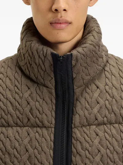 Hugo Boss Puffer Jacket With Cable-knit Structure In Green