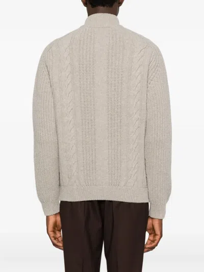Tagliatore Zip-up Cable-knit Cardigan In Neutral