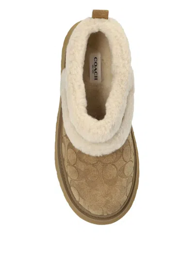 Coach Christina Bootie In Signature Suede In Brown