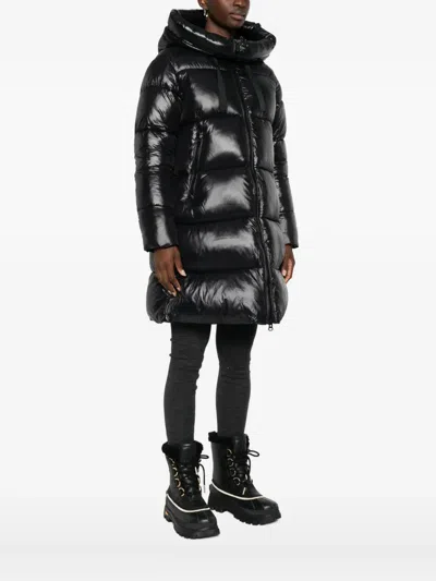 Save The Duck Isabel Long Down Jacket In Black