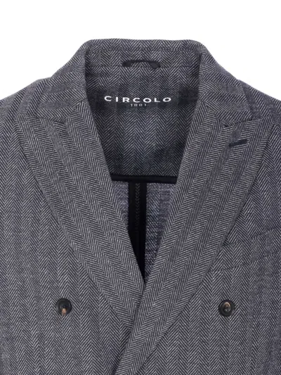 Circolo 1901 Double-breasted Chevron Jacket Pockets In Gray