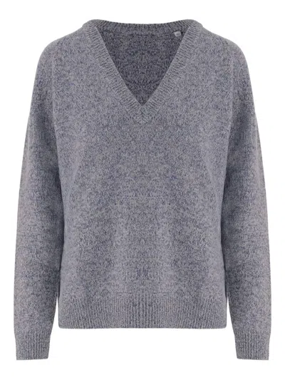 Aspesi Wool Sweater With V-neck In Blue