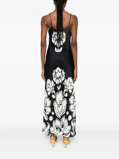 Farm Rio Floral Arabesque Maxi Slipdress In Black