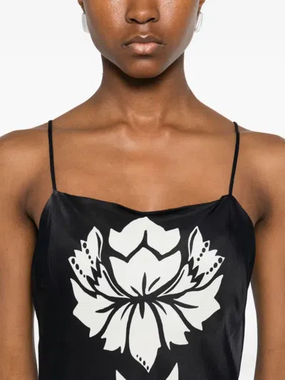 Farm Rio Floral Arabesque Maxi Slipdress In Black