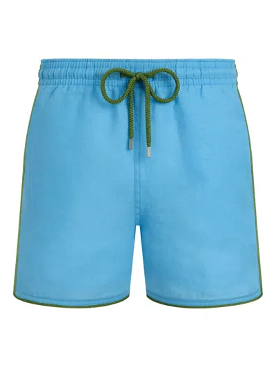 Vilebrequin Drawstring Piped-trim Swim Shorts In Blue