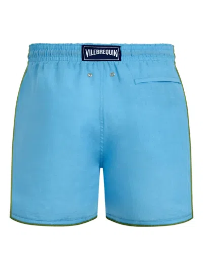 Vilebrequin Drawstring Piped-trim Swim Shorts In Blue