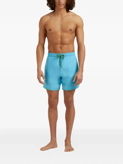 Vilebrequin Drawstring Piped-trim Swim Shorts In Blue