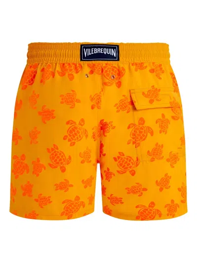 Vilebrequin Turtle-print Drawstring Swim Shorts In Orange