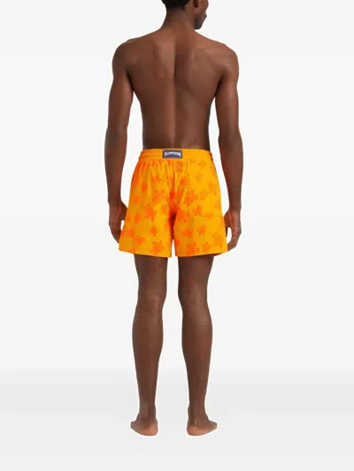 Vilebrequin Turtle-print Drawstring Swim Shorts In Orange