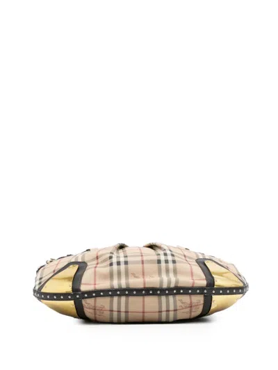 Pre-owned Burberry 2000-2017 Haymarket Check Coated Canvas Hobo Bag In Brown