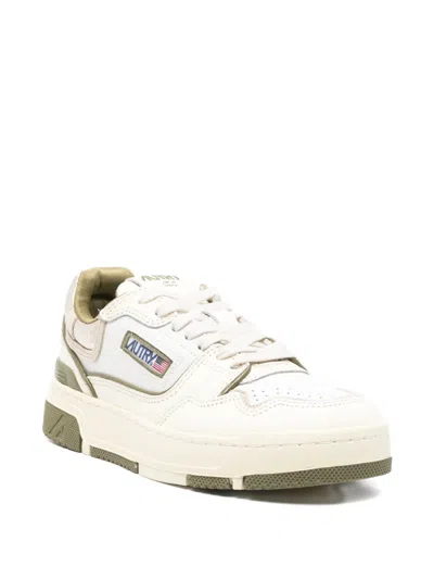 Autry Sneakers Clc Low In Whisper White Lizard And Platinum Leather In Multi