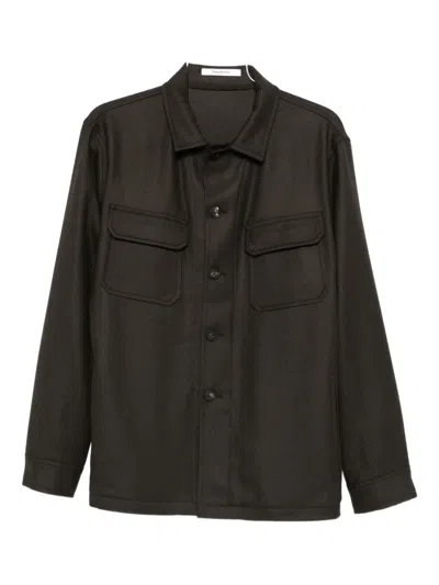 Tagliatore Wool Shirt Jacket In Brown