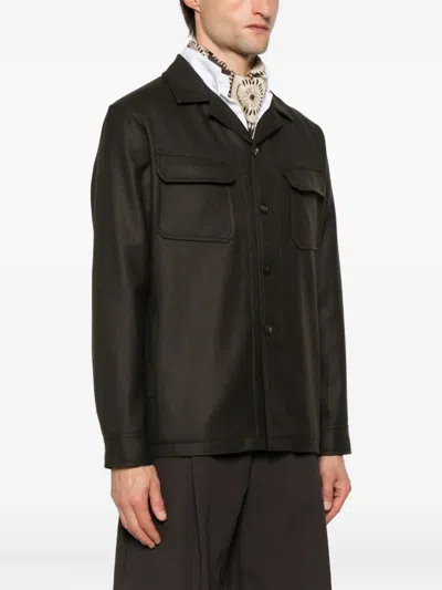 Tagliatore Wool Shirt Jacket In Brown