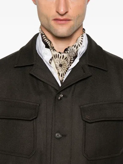 Tagliatore Wool Shirt Jacket In Brown