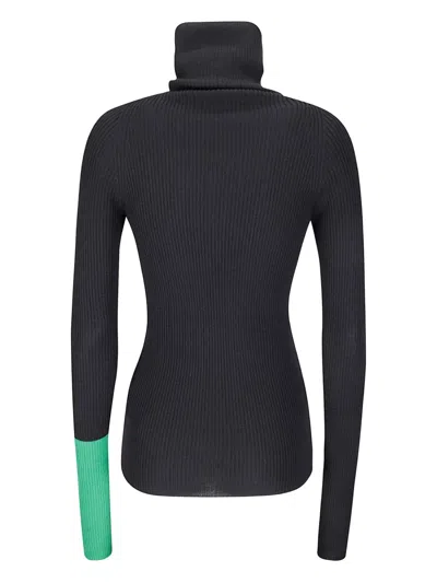 Yohji Yamamoto High-neck Colour Block Sweater In Black
