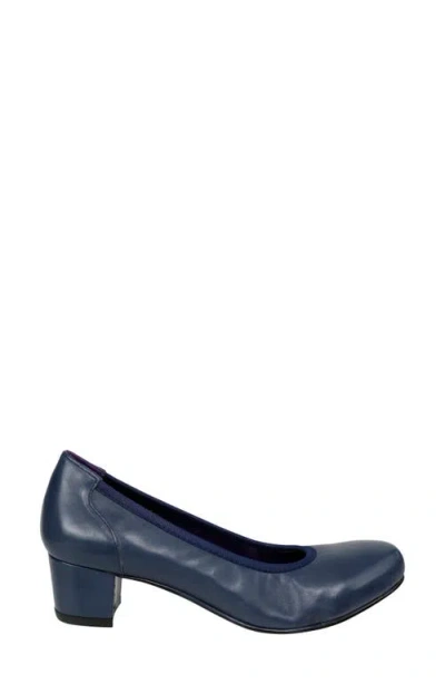 David Tate Simona Block Heel Pump In Blue