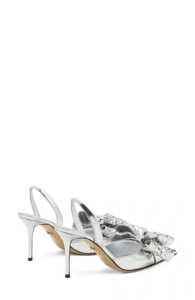 Mach&mach Mach & Mach Le Cadeau Bow Wrapped Pointed Toe Slingback Pump In White
