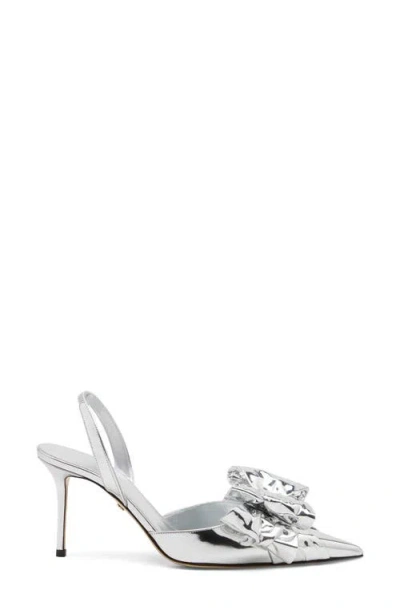 Mach&mach Mach & Mach Le Cadeau Bow Wrapped Pointed Toe Slingback Pump In White