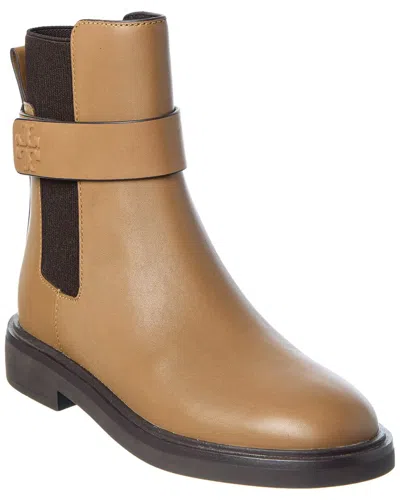 Tory Burch Double T Leather Chelsea Boot In Brown