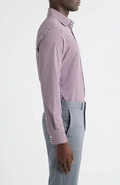 Mizzen + Main Mizzen+main Leeward Trim Fit Gingham Performance Button-up Shirt In Burgundy