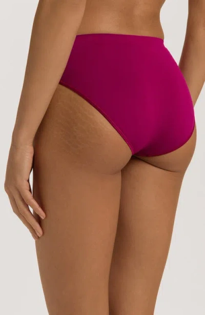 Hanro Ultralight Hi-cut Brief Panties Women Fuchsia Cotton Pull On Buu797 In Burgundy