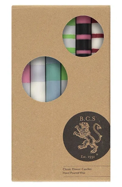 British Colour Standard Assorted 6-pack Stripe Dinner Candles In Multi