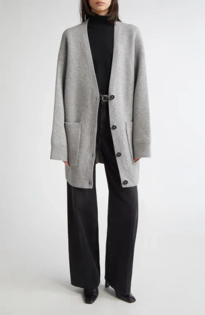 Totême Toteme Longline Stretch Cashmere & Wool Cardigan In Gray
