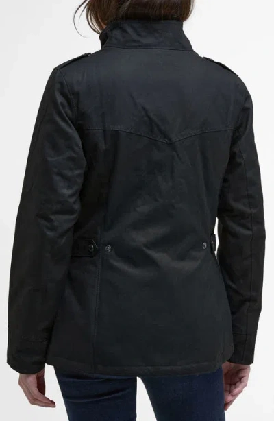 Barbour Winter Defense Water Reistant Waxed Cotton Jacket In Black