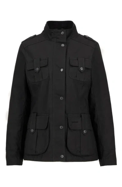 Barbour Winter Defense Water Reistant Waxed Cotton Jacket In Black
