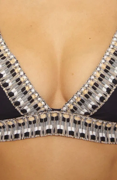 Becca Womens Fiesta Basket Weave Trim Hatler Top Bottoms In Black