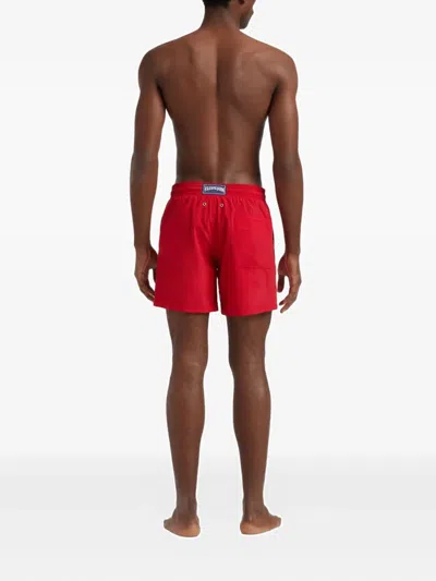 Vilebrequin Men Long Swim Shorts Water-reactive Ronde Des Tortues In Red