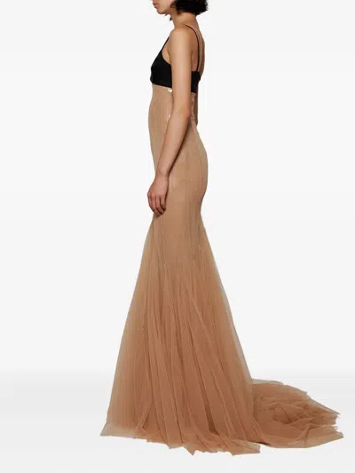 David Koma Long Dress In Beige Polyester In Multi