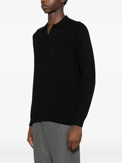 Antony Morato Polo-collar Long-sleeve T-shirt In Black
