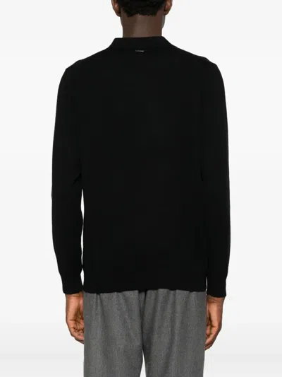Antony Morato Polo-collar Long-sleeve T-shirt In Black