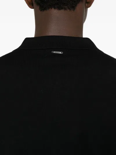Antony Morato Polo-collar Long-sleeve T-shirt In Black