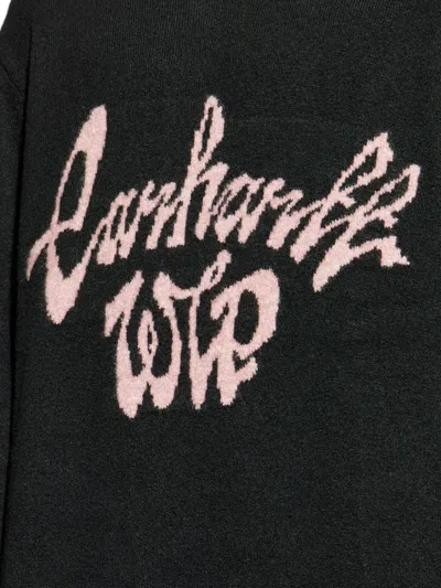 Carhartt Long Sleeve Crew Neck Sweater With Ribbed Cuffs In Black