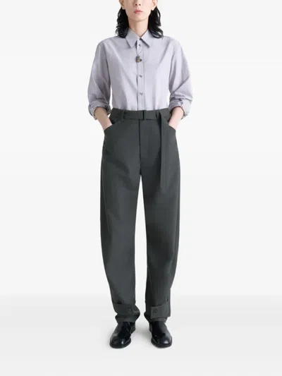 Lemaire Curved Tailored Pants In Gray