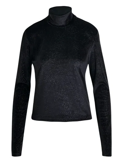 Essentiel Antwerp Indienne Turtleneck Dotted T-shirt In Black