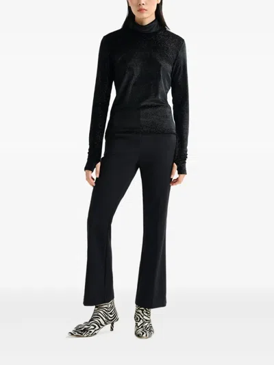 Essentiel Antwerp Indienne Turtleneck Dotted T-shirt In Black