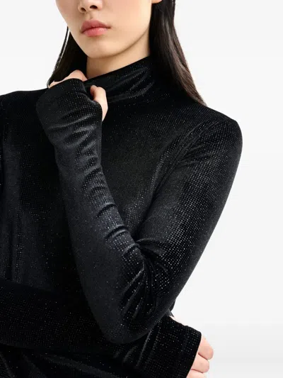 Essentiel Antwerp Indienne Turtleneck Dotted T-shirt In Black