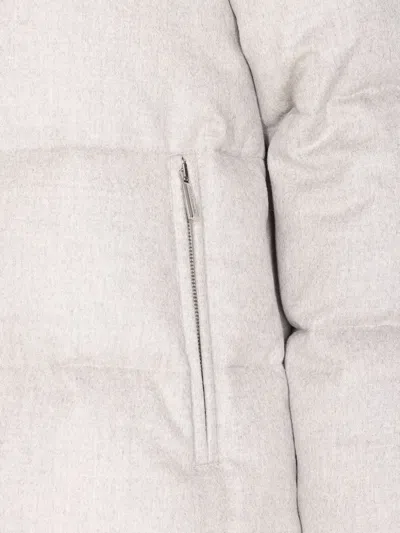 Moorer Hooded Quilted Jacket Zip Pockets In Neutral