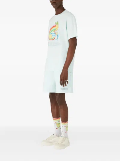 Casablanca Manga Tennis Ball Logo-print Cotton Shorts In Blue