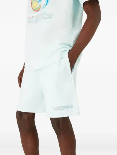 Casablanca Manga Tennis Ball Logo-print Cotton Shorts In Blue