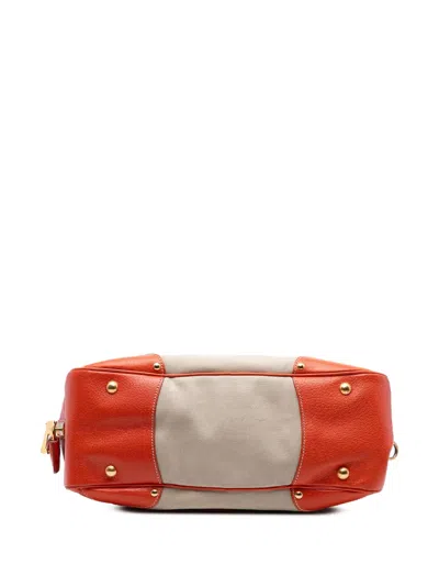 Pre-owned Prada 2000-2025 Cinghial Trimmed Canvas Canapa Satchel In Brown