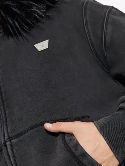 Misbhv Faux-fur Trim Hoodie In Blue