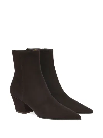 Gianvito Rossi 55mm Keinna Pointed-toe Block-heel Boots In Brown