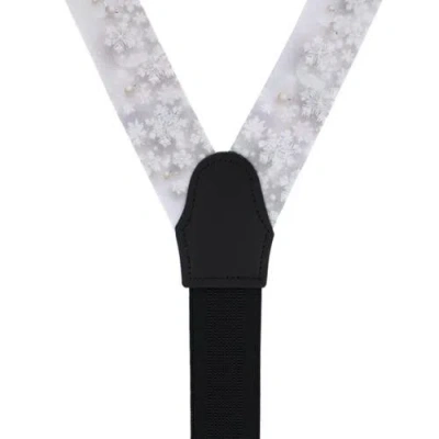 Trafalgar Jack's Frosty Winter Wonderland Silk Holiday Button End Suspenders In Gray