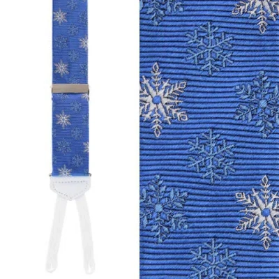 Trafalgar Big And Tall Let It Snow Novelty Snowflake Silk Formal End Suspenders In Blue