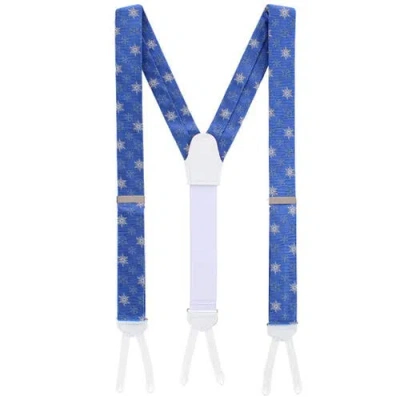 Trafalgar Big And Tall Let It Snow Novelty Snowflake Silk Formal End Suspenders In Blue