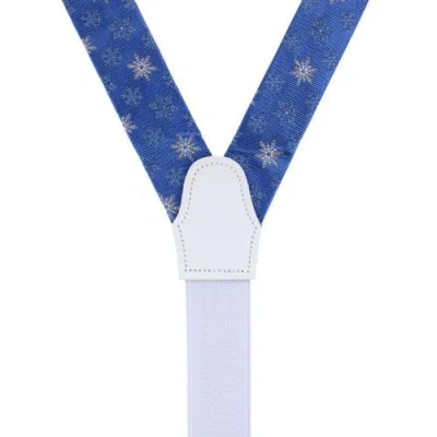 Trafalgar Big And Tall Let It Snow Novelty Snowflake Silk Formal End Suspenders In Blue